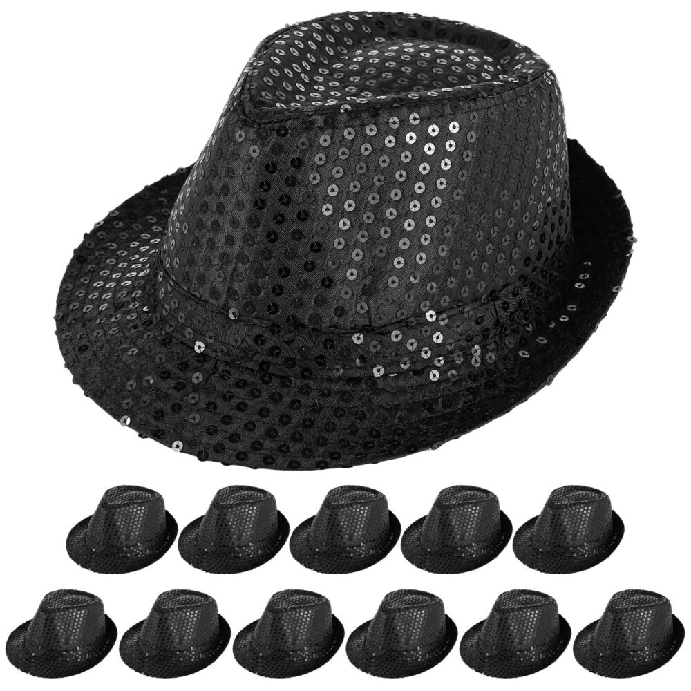2000 12 PCS Sequin Hats, Western Glitter Sequin Hats, Unisex Solid Color